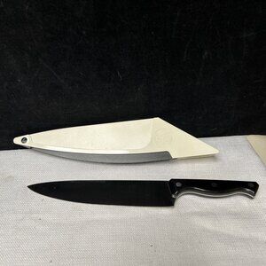 Pampered Chef Chef’s Knife w Self Sharpening Case Holder 8” Blade - Retired